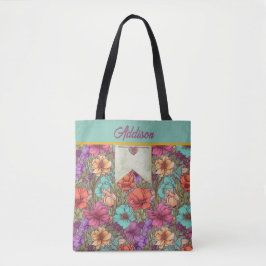 Waterverf Bloem Orange Aqua Crème Roos Botanisch Tote Bag