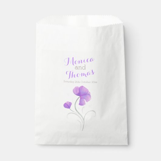 waterverf bloem paars grijze tassen voor bruiloft bedankzakje (Voorkant)