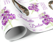 Waterverf bloem paarse fotobruiloft cadeaupapier