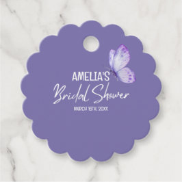Waterverf bloem paarse vlinder bruidsdouche  bedankjes labels