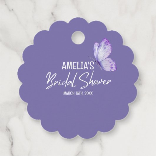 Waterverf bloem paarse vlinder bruiloft  bedankjes labels (Achterkant)
