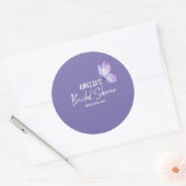 Waterverf bloem paarse vlinder bruiloft ronde sticker (Envelop)