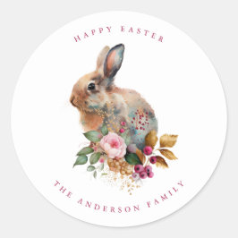 Waterverf Bloem Pasen Ronde Sticker