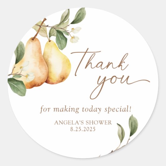 Waterverf Bloem Peer Douche  Ronde Sticker (Voorkant)