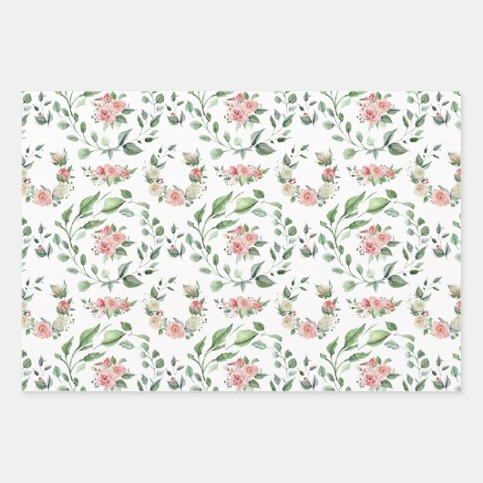 Waterverf Bloem Pioen Wrapping Papier Vellen (Voorkant 2)