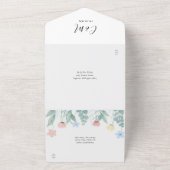 Waterverf Bloem QR Code Handtekening Script Bruilo All In One Uitnodiging (Buitenkant)