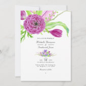 Waterverf Bloem QR Code RSVP Lente Bruiloft Kaart (Voorkant)
