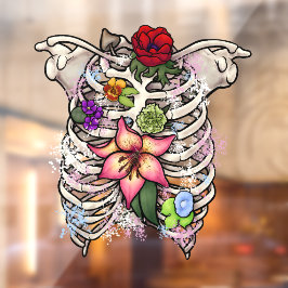 Waterverf Bloem Ribbenkast Raamsticker