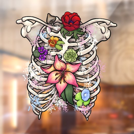 Waterverf Bloem Ribbenkast Raamsticker (Vel 2)