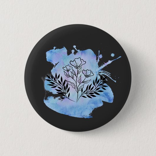 waterverf bloem ronde button 5,7 cm (Voorkant)