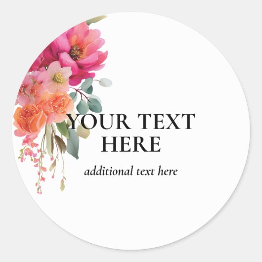 Waterverf Bloem Ronde Sticker (Voorkant)