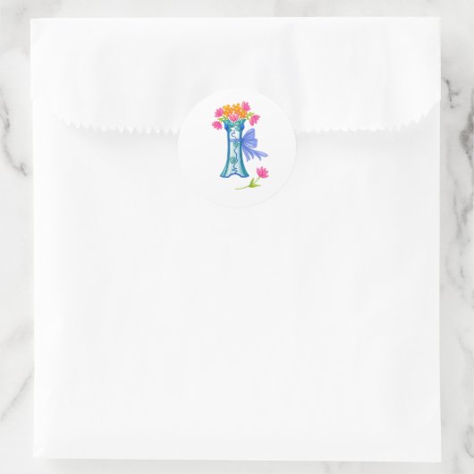 waterverf bloem ronde sticker (Tas)