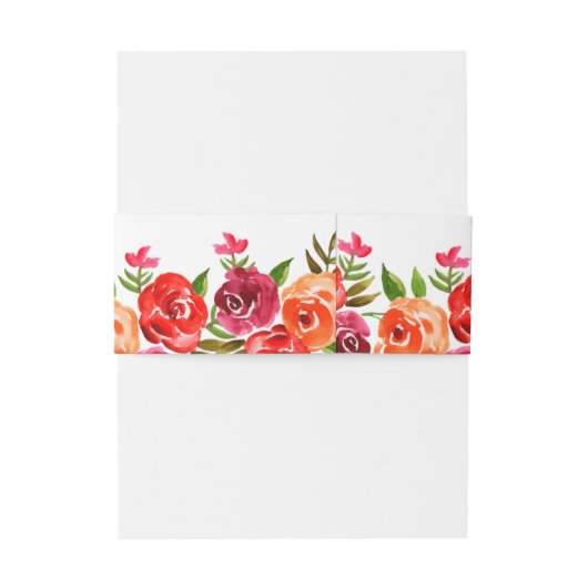 Waterverf Bloem Rood Oranje  Uitnodigingen Wikkel (Achterkant Voorbeeld)