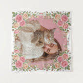 Waterverf Bloem Roos & Pootafdruk Aangepaste Foto Wandkleed (Voorkant (horizontaal))
