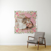 Waterverf Bloem Roos & Pootafdruk Aangepaste Foto Wandkleed (In Situ (horizontaal))