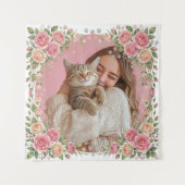 Waterverf Bloem Roos & Pootafdruk Aangepaste Foto Wandkleed (Voorkant)