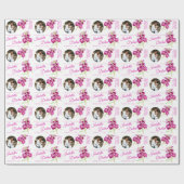 Waterverf bloem roze aangepast fotohuwelijk cadeaupapier (Vlak)