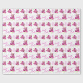 Waterverf bloem roze aangepaste bruiloft wit cadeaupapier (Vlak)