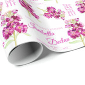 Waterverf bloem roze aangepaste bruiloft wit cadeaupapier (Rol Hoek)