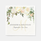 Waterverf Bloem Roze Beige Ivoor Krans Bruiloft Servet (Voorkant)