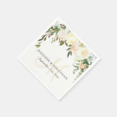 Waterverf Bloem Roze Beige Ivoor Krans Bruiloft Servet (Hoek)