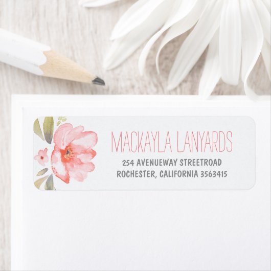 Waterverf Bloem Roze Bloemen Bruiloft Etiket (Insitu)