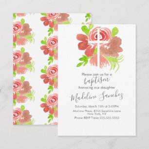 Waterverf Bloem Roze Blush Doop Inwijding Kaart