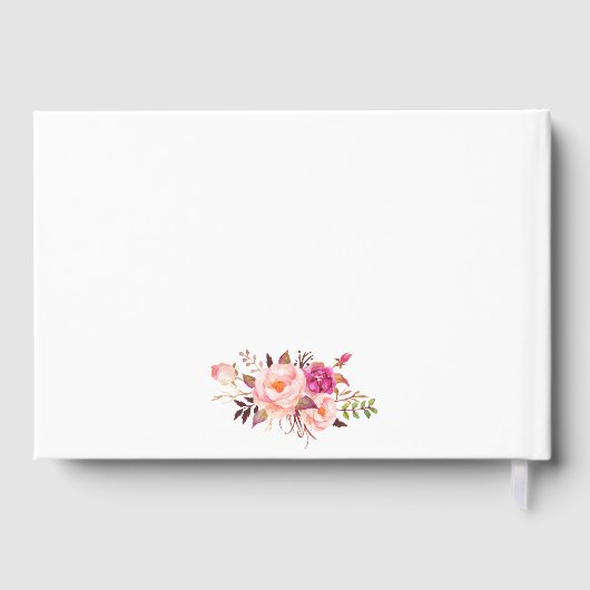Waterverf Bloem Roze Blush Goud Bruiloft Gastenboek (Achterkant)