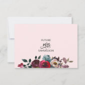 Waterverf Bloem Roze Burgundy Goud Bruiloft Kaart (Achterkant)