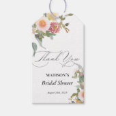 Waterverf Bloem Roze Groen Bruiloftsfeest Cadeaulabel (Voorkant)