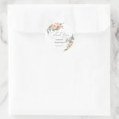 Waterverf Bloem Roze Groen Bruiloftsfeest Ronde Sticker (Tas)