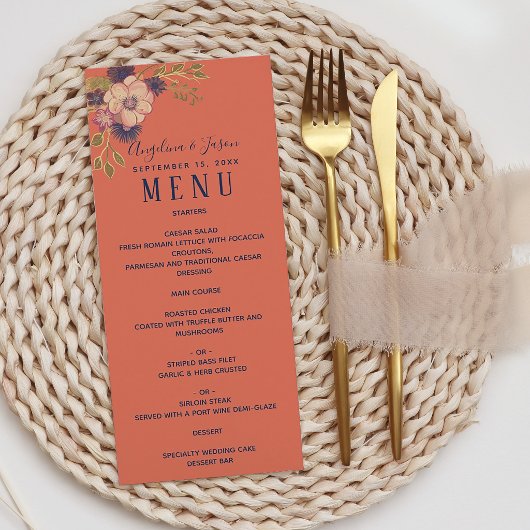 Waterverf Bloem Roze Huwelijk Menu