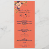 Waterverf Bloem Roze Huwelijk Menu (Voorkant)