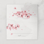 Waterverf Bloem Roze Kersenbloesem Bruiloft Plaatskaartje (Buitenkant ongevouwen)