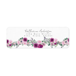 Waterverf Bloem Roze Paars Retouradres Label