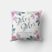 Waterverf Bloem Roze & Paarse Trouwcadeau Kussen (Achterkant)