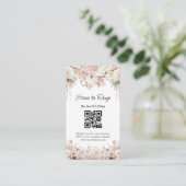 waterverf bloem roze qr code rsvp bruiloft informatiekaartje (Staand voorkant)