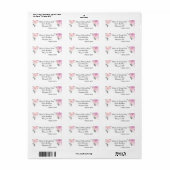 Waterverf bloem roze retouradreslabel etiket (Full Sheet)