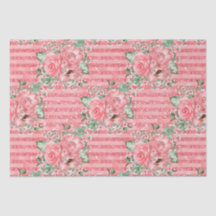 Waterverf Bloem Roze Rozen & Glitter Strepen