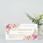 Waterverf Bloem Roze Rozen Gouden Certificaat (Staand voorkant)