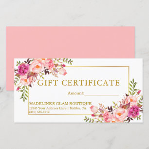 Waterverf Bloem Roze Rozen Gouden Certificaat