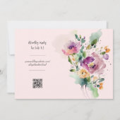Waterverf Bloem Roze Trouw Uitnodiging (Achterkant)