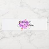 Waterverf Bloem Roze Trouw Waterfles Label Etiket (Enkel label)
