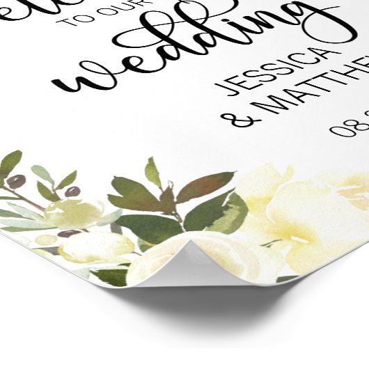 Waterverf Bloem Roze Trouw WELKOMBORD Poster (Hoek)