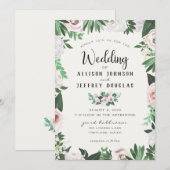 Waterverf Bloem Roze Wit Groen Trouwkaart Kaart (Voorkant / Achterkant)