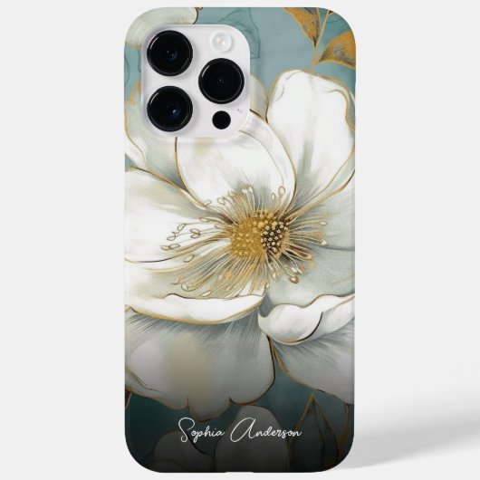 Waterverf Bloem Rozen met Uw Monogram Case-Mate iPhone Case (Achterkant)