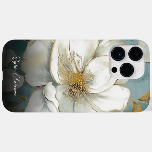 Waterverf Bloem Rozen met Uw Monogram Case-Mate iPhone Case (Achterkant (horizontaal))