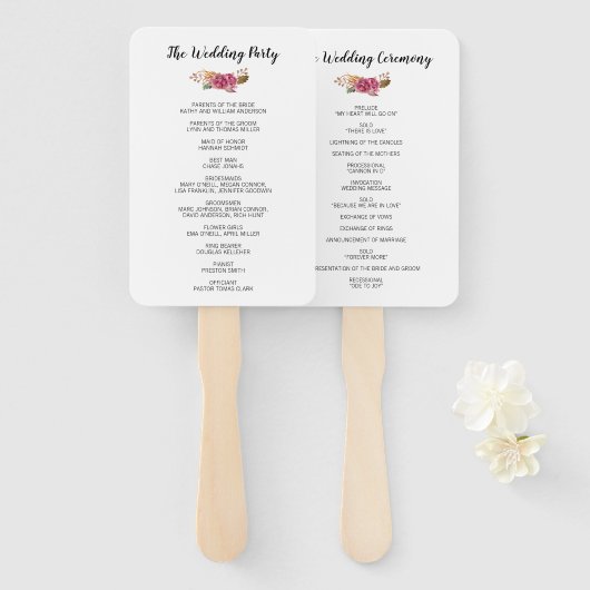 Waterverf Bloem Rustiek Land Boheems Programma Handwaaier (Voorkant en achterkant)