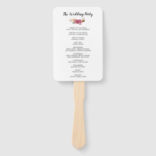 Waterverf Bloem Rustiek Land Boheems Programma Handwaaier (Voorkant)