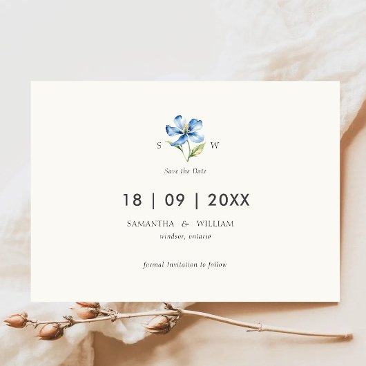 Waterverf bloem Save the Date Kaart